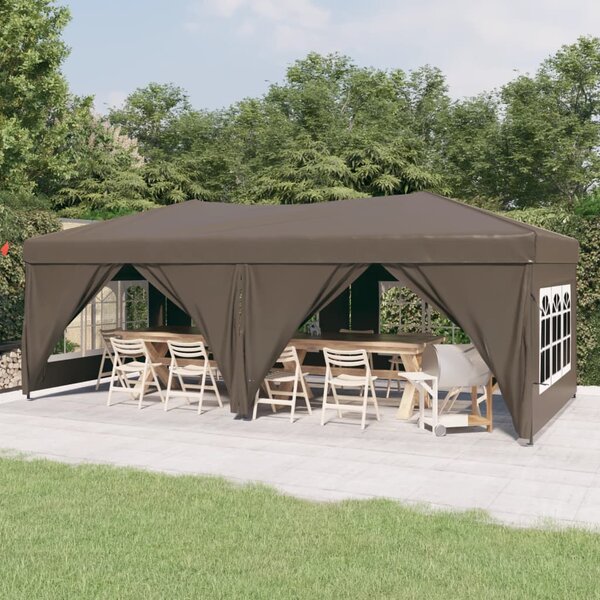 VidaXL Sklopivi šator za zabave s bočnim zidovima 3 x 6 m Smeđe-siva