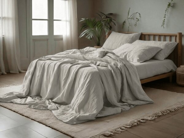 Posteljina od muslina PURELY svijetlo siva Dimenzije posteljine: 80 x 80 cm | 155 x 220 cm