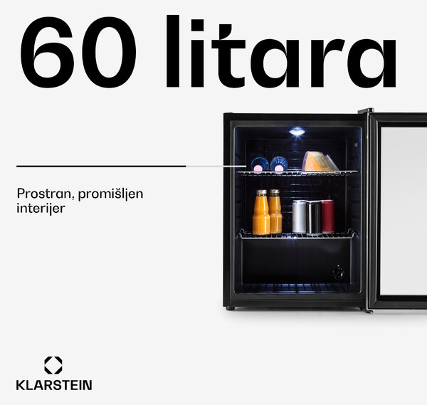 Klarstein Beersafe XL, hladnjak obujma 60 litara, energet. klasa D, staklena vrata, nehrđajući čelik