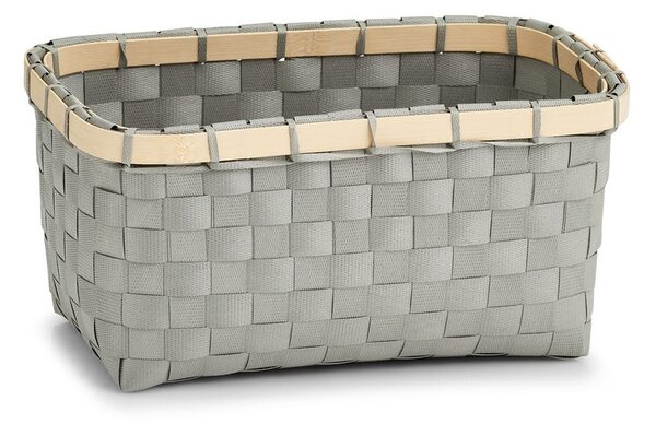 Zeller Košara za odlaganje, plastika/bambus, siva, 24 x 15 x 12 cm