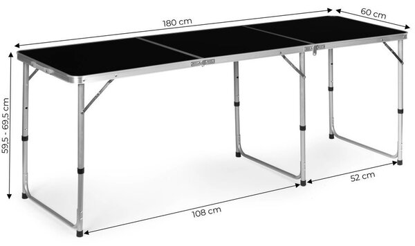 Sklopivi ugostiteljski stol 180 x 60 cm crni 3-dijelni