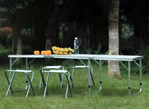 Sklopivi ugostiteljski stol 180 x 60 cm bijeli 3-dijelni