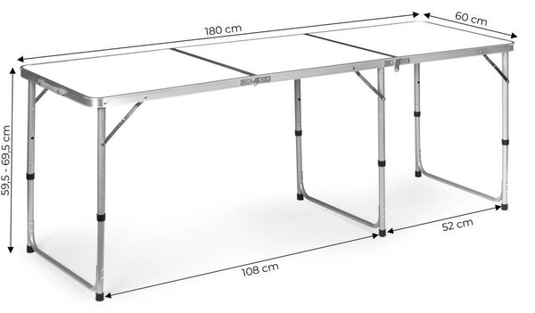 Sklopivi ugostiteljski stol 180 x 60 cm bijeli 3-dijelni