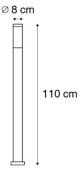 Vanjska lampa na stupu od čelika 110 cm IP44 - Rox s uzemljenjem i ulazom za kabel