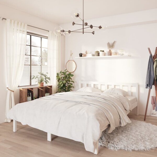 VidaXL Okvir za krevet od borovine bijeli 135x190 cm UK bračni krevet