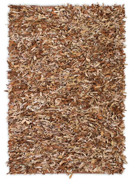 VidaXL Čupavi tepih od prave kože 190x280 cm žuto-smeđi
