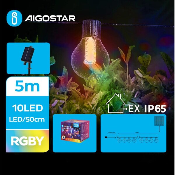 Aigostar - LED Solarni dekorativni lanac 10xLED/8 funkcija 5,5m IP65 multicolor