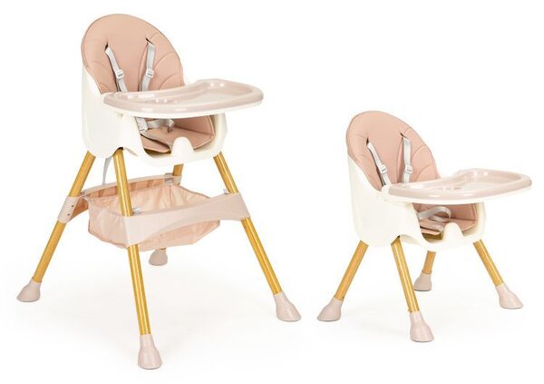 Dječja stolica za hranjenje 2u1 u ružičastoj boji