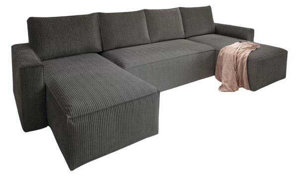 PROMOCIJA Tamnosiva kutna garnitura u obliku U SMART COSARO 295x140 cm II. kvaliteta