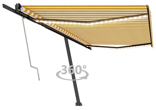 VidaXL Automatska tenda sa senzorom LED 500 x 350 cm žuto-bijela