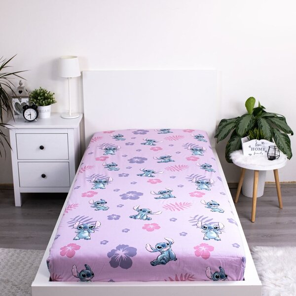 Pamučna dječja plahta s gumom za krevet za jednu osobu 90x200 cm Lilo and Stitch – Jerry Fabrics