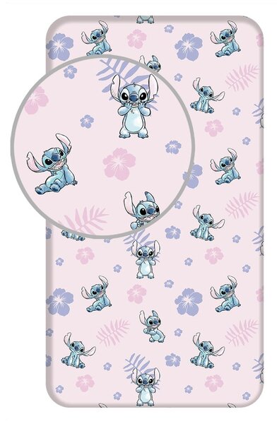 Pamučna dječja plahta s gumom za krevet za jednu osobu 90x200 cm Lilo and Stitch – Jerry Fabrics