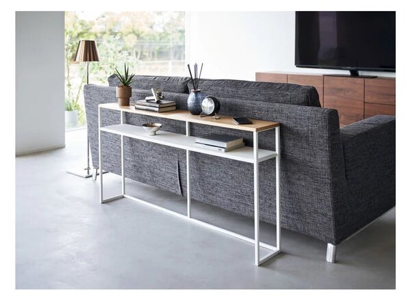 Bijeli/svjetlo smeđi pomoćni stol u dekoru jasena 20,5x126 cm Tower – YAMAZAKI