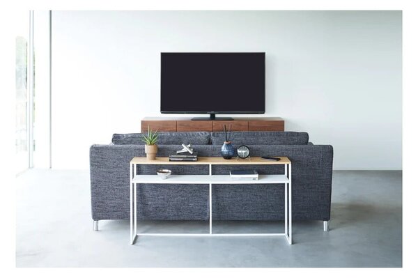Bijeli/svjetlo smeđi pomoćni stol u dekoru jasena 20,5x126 cm Tower – YAMAZAKI