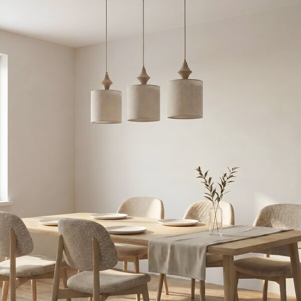 Viseće Svjetiljka TK Lighting, Amura, prigušiv, Bež, Dnevna soba, Tkanina / tekstil, Moderan