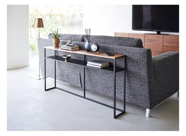 Crni/tamno smeđi pomoćni stol u dekoru jasena 20,5x126 cm Tower – YAMAZAKI