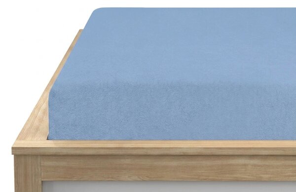 Molton napeta plahta od flisa svijetlo plava 90 x 200 cm