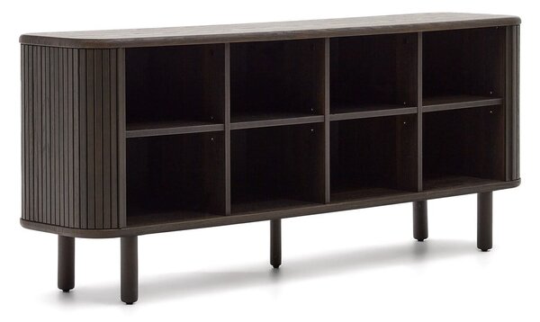 Tamno smeđa niska komoda u dekoru jasena s kliznim vratima 180x75 cm Mailen – Kave Home