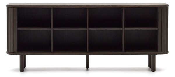 Tamno smeđa niska komoda u dekoru jasena s kliznim vratima 180x75 cm Mailen – Kave Home