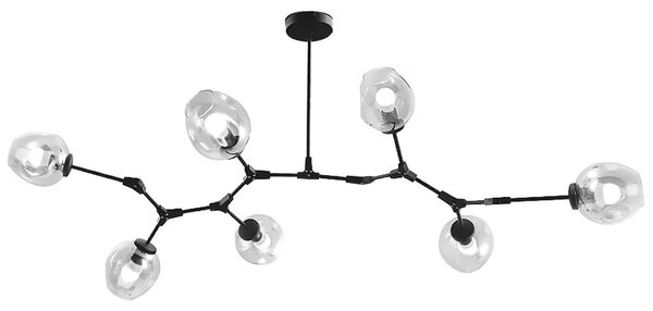 TOOLIGHT Viseća svjetiljka Crne staklene kuglice 7 ruke APP505-7C