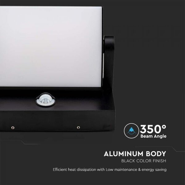 Zidna LED svjetiljka sa senzorom 17W 4000K - IP65 crna