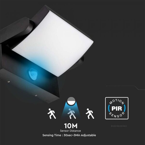 Zidna LED svjetiljka sa senzorom 17W 4000K - IP65 crna