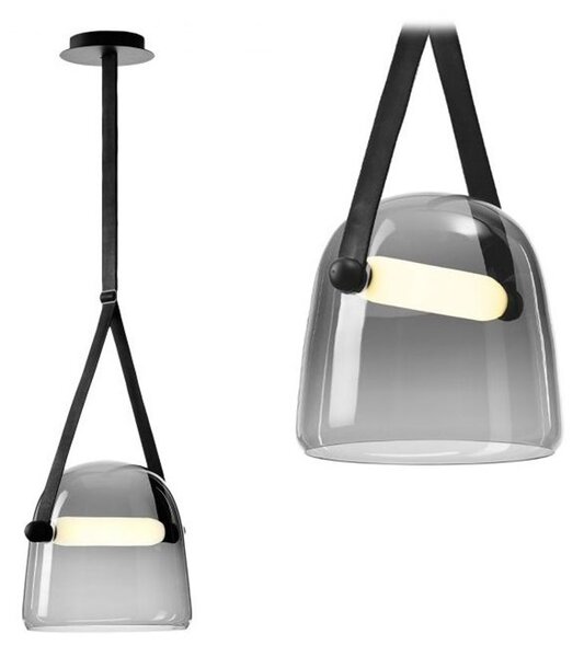 TOOLIGHT Viseća svjetiljks Sivo staklo s remenom crni APP617-1CP