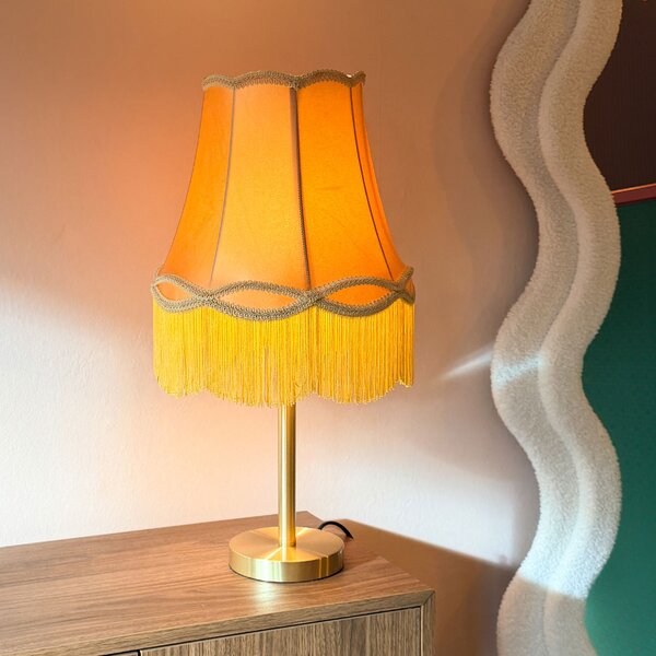 Klasična stolna lampa mesing s abažurom Granny zlatne boje 30 cm - Simplo