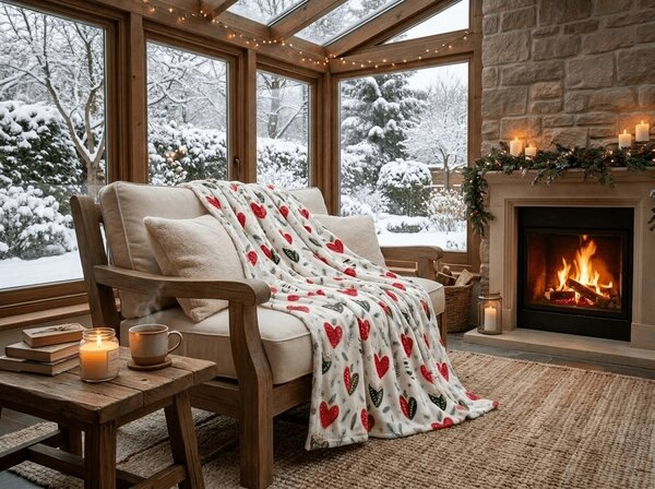 Mikropliš deka WINTER HEARTS, šarena Dimenzije: 150 x 200 cm