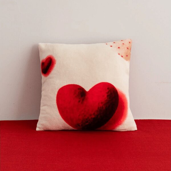 Dvostruka jastučnica DUO SENSE HEARTELLE 45x45 cm mikropliš/flanel, krem boja