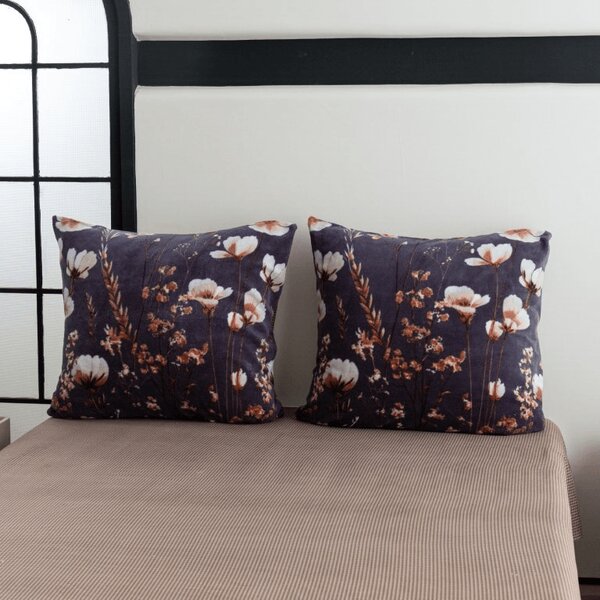 Obostrana jastučnica DUO SENSE ARVENA 45x45 cm mikropliš/flanel, tamno siva