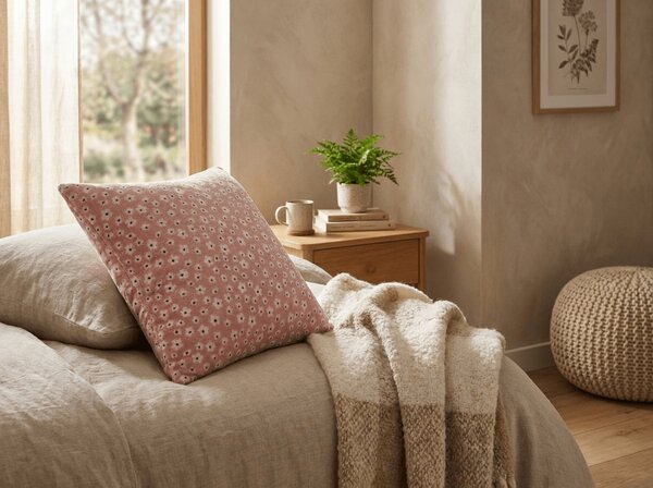 Dvostrana jastučnica DUO SENSE DAISELLE 45x45 cm mikropliš/flanel, ružičasta