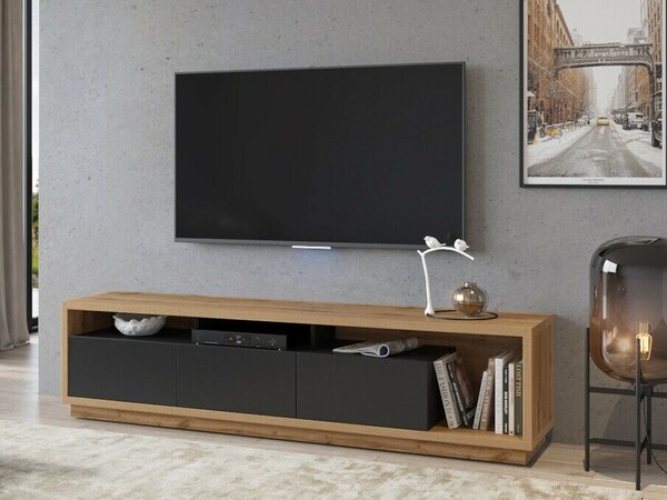 TV stol Austin AV100Wotan hrast, Mat crna, 200x50x45cm