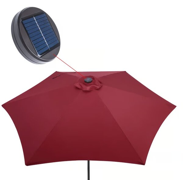 Vrtni LED solarni aluminijski suncobran Miami - 270 cm, crveni, UV 80+