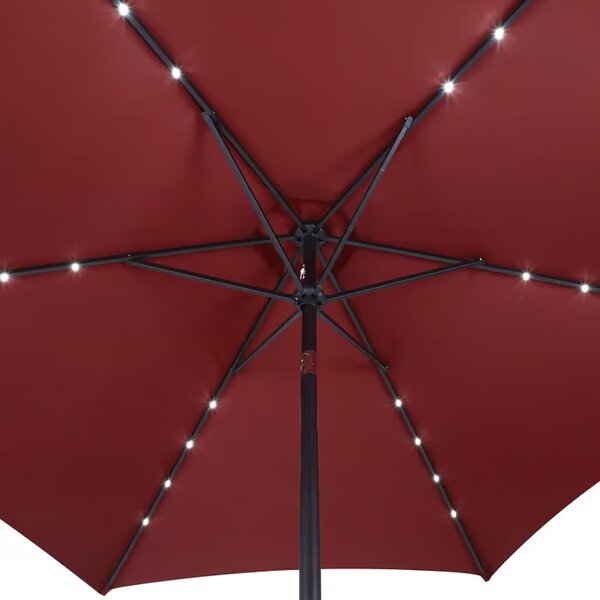 Vrtni LED solarni aluminijski suncobran Miami - 270 cm, crveni, UV 80+