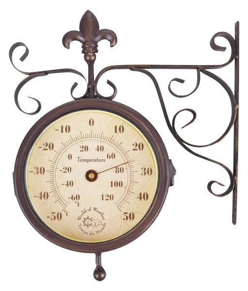 Zidni sat s termometrom Esschert Design Rustic