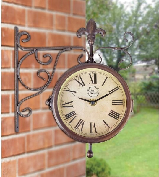 Zidni sat s termometrom Esschert Design Rustic