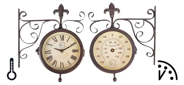 Zidni sat s termometrom Esschert Design Rustic
