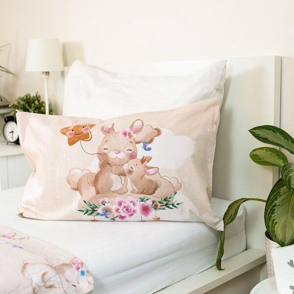 Pamučna posteljina za dječji krevetić BUNNY STAR bež Dimenzije posteljine: 40 x 60 cm | 100 x 135 cm