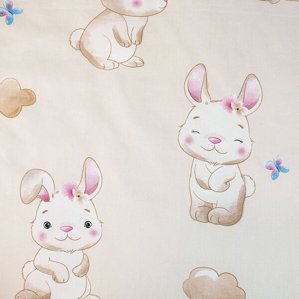Pamučna posteljina za dječji krevetić BUNNY STAR bež Dimenzije posteljine: 40 x 60 cm | 100 x 135 cm