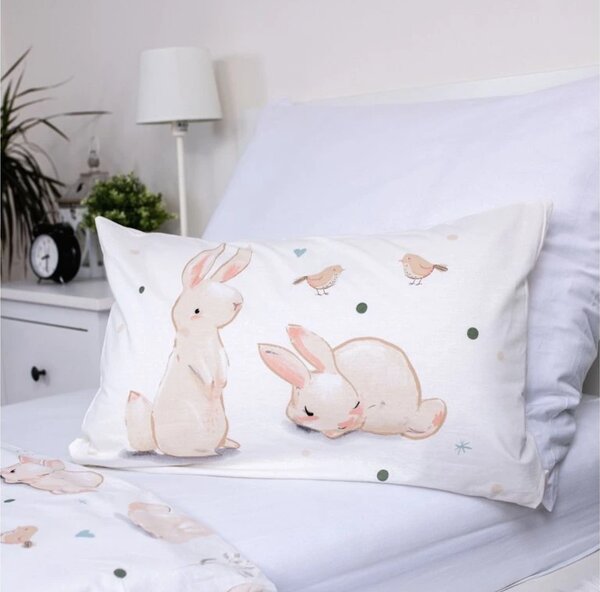 Pamučna posteljina za krevetić BUNNIES bijela Dimenzije posteljine: 40 x 60 cm | 100 x 135 cm
