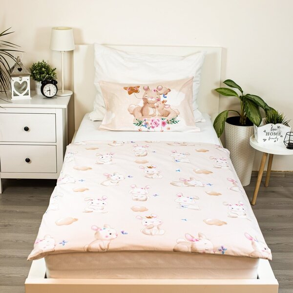 Pamučna posteljina za dječji krevetić BUNNY STAR bež Dimenzije posteljine: 40 x 60 cm | 100 x 135 cm
