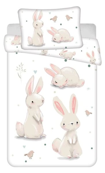 Pamučna posteljina za krevetić BUNNIES bijela Dimenzije posteljine: 40 x 60 cm | 100 x 135 cm