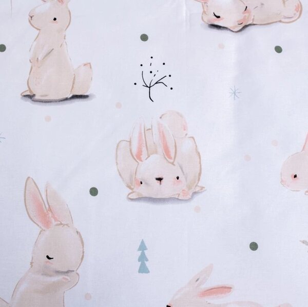 Pamučna posteljina za krevetić BUNNIES bijela Dimenzije posteljine: 40 x 60 cm | 100 x 135 cm