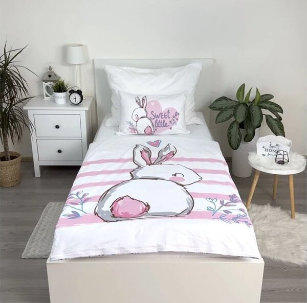Pamučna posteljina za dječji krevetić BUNNY SWEET bijela Dimenzije posteljine: 40 x 60 cm | 100 x 135 cm