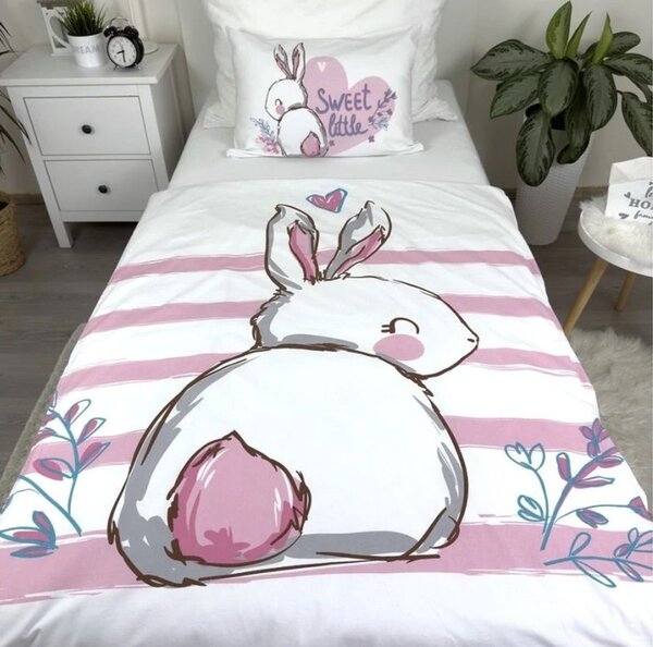 Pamučna posteljina za dječji krevetić BUNNY SWEET bijela Dimenzije posteljine: 40 x 60 cm | 100 x 135 cm