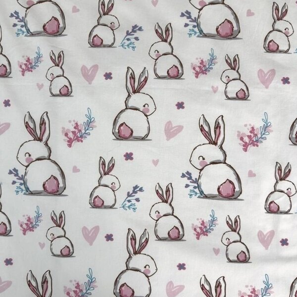 Pamučna posteljina za dječji krevetić BUNNY SWEET bijela Dimenzije posteljine: 40 x 60 cm | 100 x 135 cm