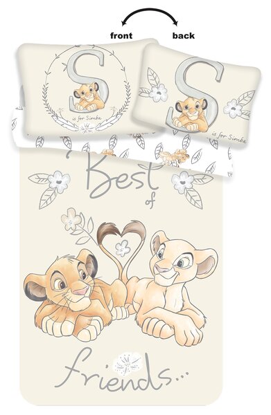 Pamučna posteljina za dječji krevetić LION KING BF krem boje Dimenzije posteljine: 40 x 60 cm | 100 x 135 cm