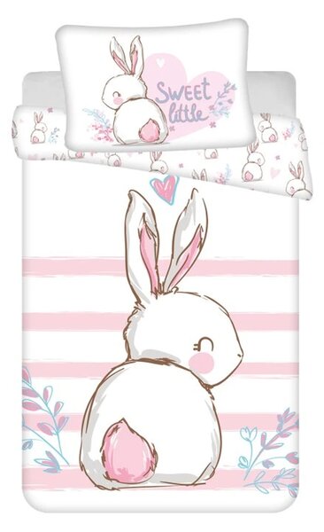 Pamučna posteljina za dječji krevetić BUNNY SWEET bijela Dimenzije posteljine: 40 x 60 cm | 100 x 135 cm
