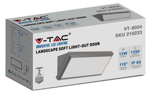 Zidna lampa 12W 4200K - IP65 siva